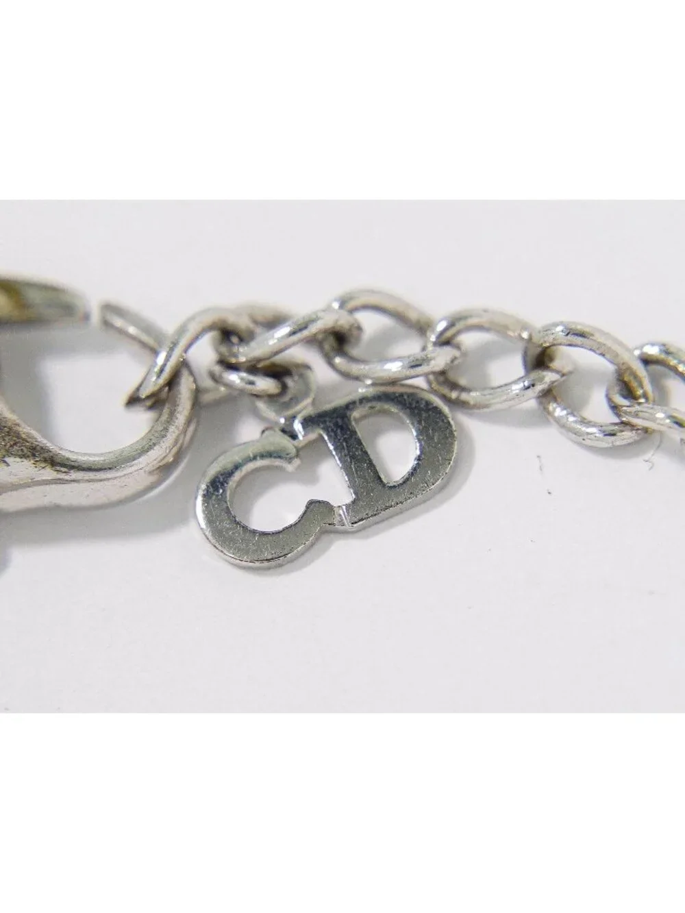 Dior Logo Plate Metal Bracelet Bangle Silver
